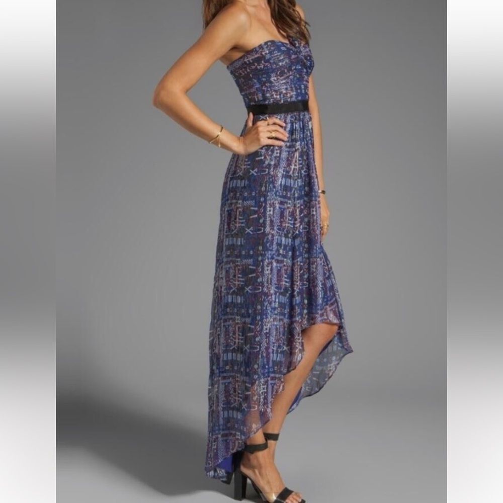 BCBGMaxAzria High Low Silk Printed Dress One Shoulder